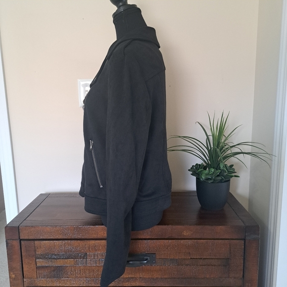Philosophy Republic Clothing Black Moto Jacket Ladies Size Large Knit Faux Suede - Picture 5 of 12